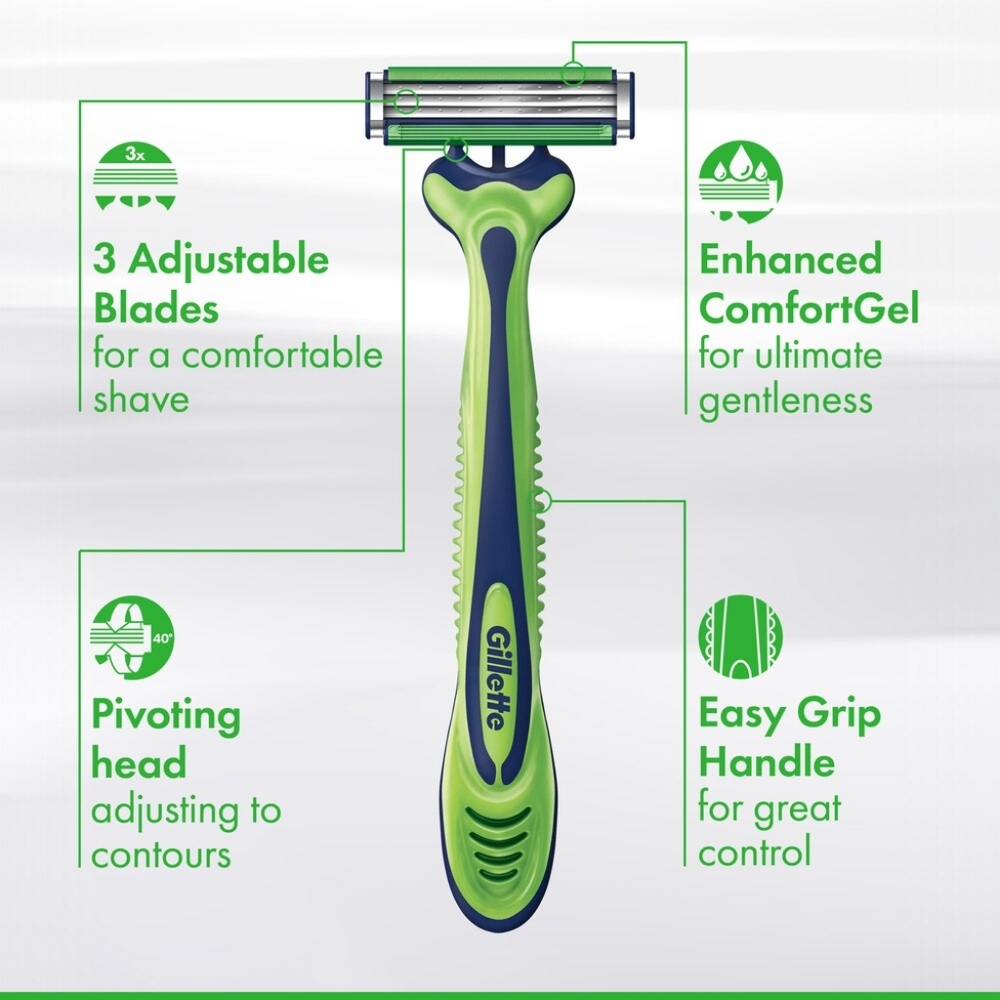 ⭐4/$15 Gillette Sensor3 Sensitive 3-Blade Disposable Razor, 4 CT - Picture 6 of 9